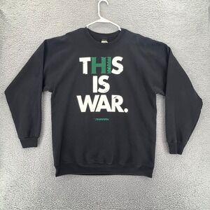Adapt. Clothing THIS IS WAR Black Pullover Fleece Sweater Mens Large Long Sleeve